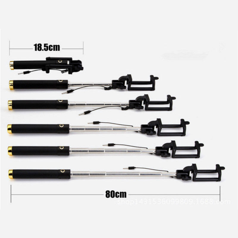 Mini Universal 3.5mm Wire Control Extendable Selfie Stick - Black