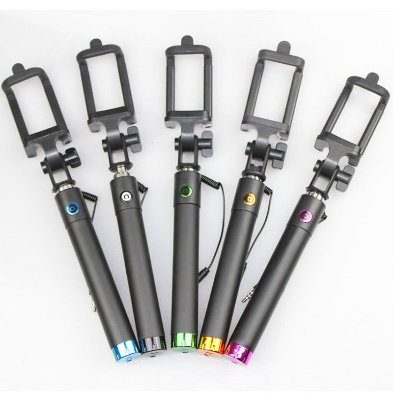 Mini Universal 3.5mm Wire Control Extendable Selfie Stick - Black