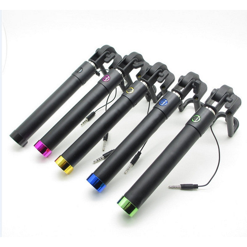 Mini Universal 3.5mm Wire Control Extendable Selfie Stick - Green