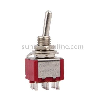 5PCS Chrome DPDT 2-Way Guitar Pickup Toggle ON ON Switches (Red)