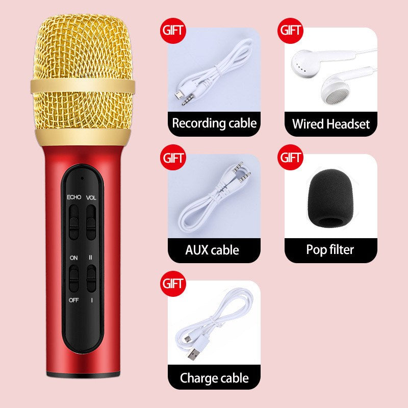 Audio Condenser Microphone Kit Vocal Studio Recording Set - Red