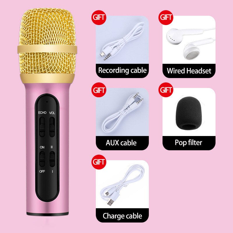Audio Condenser Microphone Kit Vocal Studio Recording Set - Rose Gold