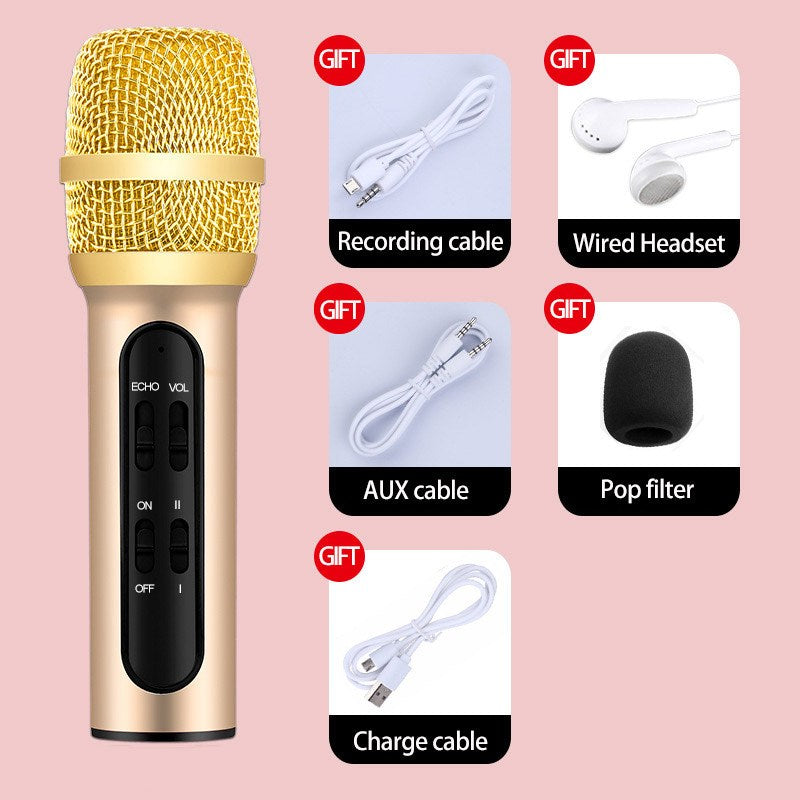 Audio Condenser Microphone Kit Vocal Studio Recording Set - Champagne Gold
