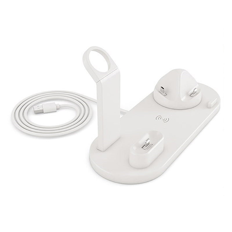 4 in 1 Wireless Charging Stand for Apple Watch/iPhone/Airpods 10W Qi Fast Charger Dock Station - White