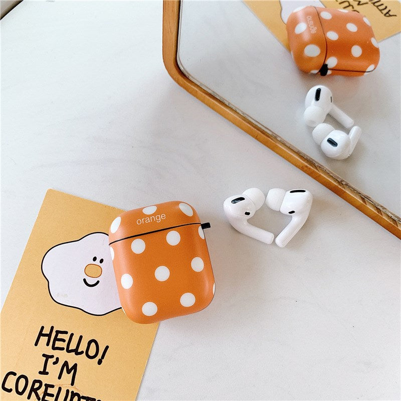 Uniqkart for Airpods 1/2 Pro Silicone Case Doted Decor Bluetooth Earphones Protector - Orange/Uniqkart for Airpods 1/2