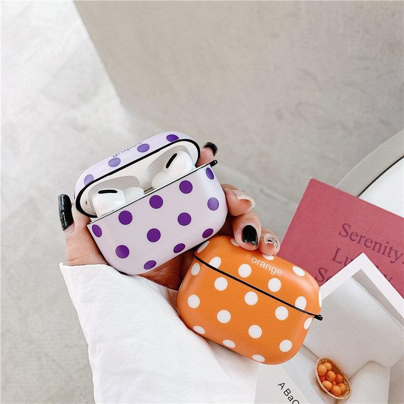 Uniqkart for Airpods 1/2 Pro Silicone Case Doted Decor Bluetooth Earphones Protector - Orange/Uniqkart for Airpods 1/2