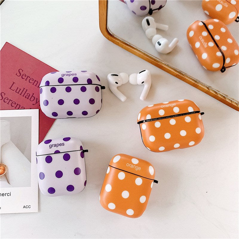 Uniqkart for Airpods 1/2 Pro Silicone Case Doted Decor Bluetooth Earphones Protector - Orange/Uniqkart for Airpods 1/2