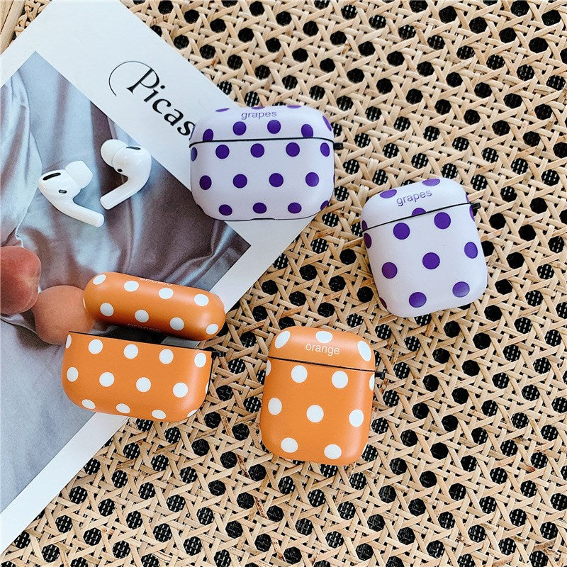 Uniqkart for Airpods 1/2 Pro Silicone Case Doted Decor Bluetooth Earphones Protector - Orange/Uniqkart for Airpods 1/2