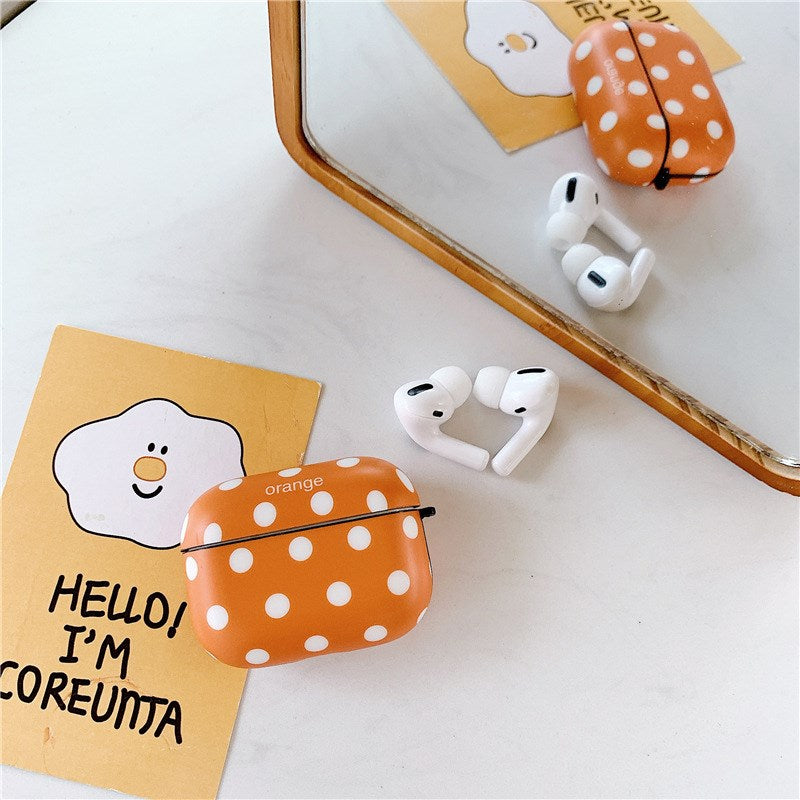 Uniqkart for Airpods 1/2 Pro Silicone Case Doted Decor Bluetooth Earphones Protector - Orange/Uniqkart for Airpods 1/2