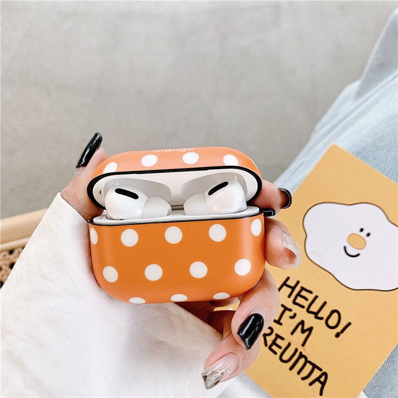 Uniqkart for Airpods 1/2 Pro Silicone Case Doted Decor Bluetooth Earphones Protector - Orange/Uniqkart for Airpods Pro