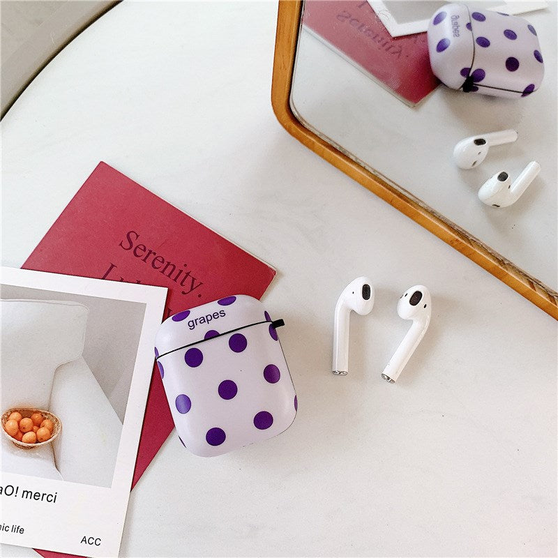 Uniqkart for Airpods 1/2 Pro Silicone Case Doted Decor Bluetooth Earphones Protector - Purple/Uniqkart for Airpods 1/2
