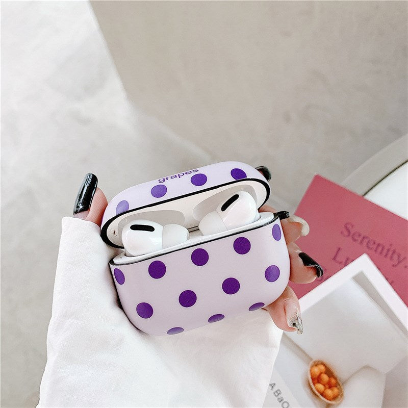 Uniqkart for Airpods 1/2 Pro Silicone Case Doted Decor Bluetooth Earphones Protector - Purple/Uniqkart for Airpods Pro