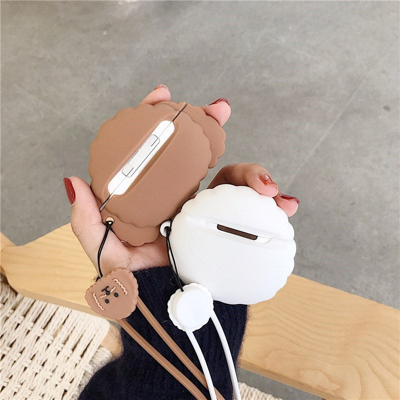Uniqkart for Airpods 1/2 Pro Silicone Case Cover Teddy Dog Bluetooth Wireless Earphones Protector - White/Uniqkart for Airpods 1/2