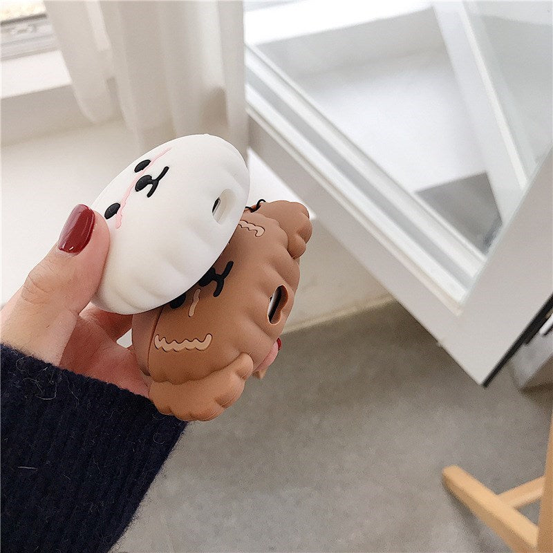 Uniqkart for Airpods 1/2 Pro Silicone Case Cover Teddy Dog Bluetooth Wireless Earphones Protector - White/Uniqkart for Airpods 1/2