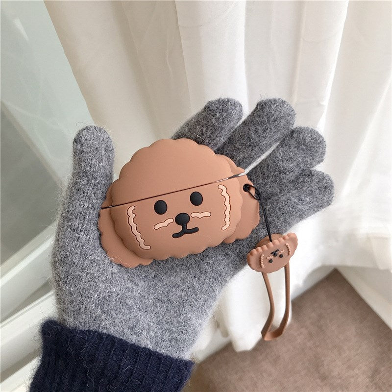 Uniqkart for Airpods 1/2 Pro Silicone Case Cover Teddy Dog Bluetooth Wireless Earphones Protector - Brown/Uniqkart for Airpods 1/2