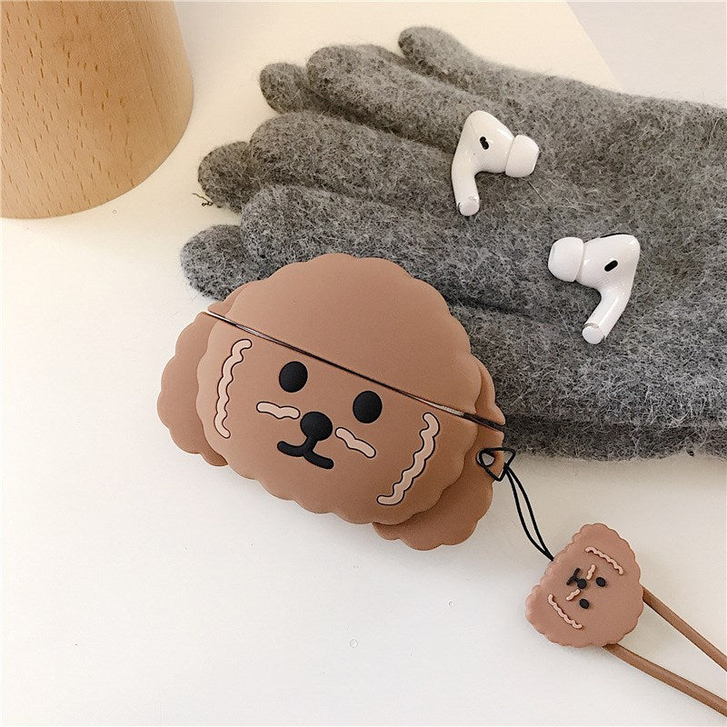 Uniqkart for Airpods 1/2 Pro Silicone Case Cover Teddy Dog Bluetooth Wireless Earphones Protector - Brown/Uniqkart for Airpods Pro