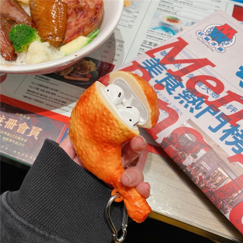 Uniqkart for Apple Airpods 1/2 Pro Case Silicone Protector Chicken Leg Bluetooth Earphone Cover - Uniqkart for Airpods 1/2