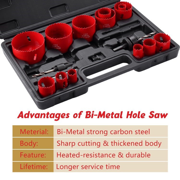 23Pcs Hole Saw Set 38mm Hole Opener Hole Saw Tooth Cutting Opener HSS Bi-Metal Cutter Drill Bit (MOQ: 300) - Red