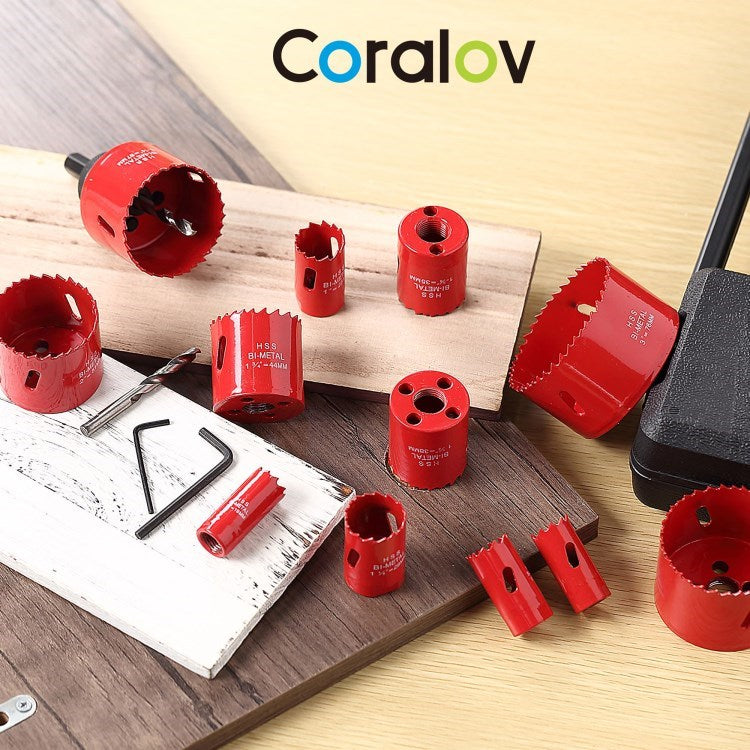 23Pcs Hole Saw Set 38mm Hole Opener Hole Saw Tooth Cutting Opener HSS Bi-Metal Cutter Drill Bit (MOQ: 300) - Red