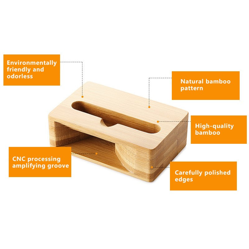Carbonized Bamboo Cell Phone Stand Amplifier Desktop Mobile Phone Holder