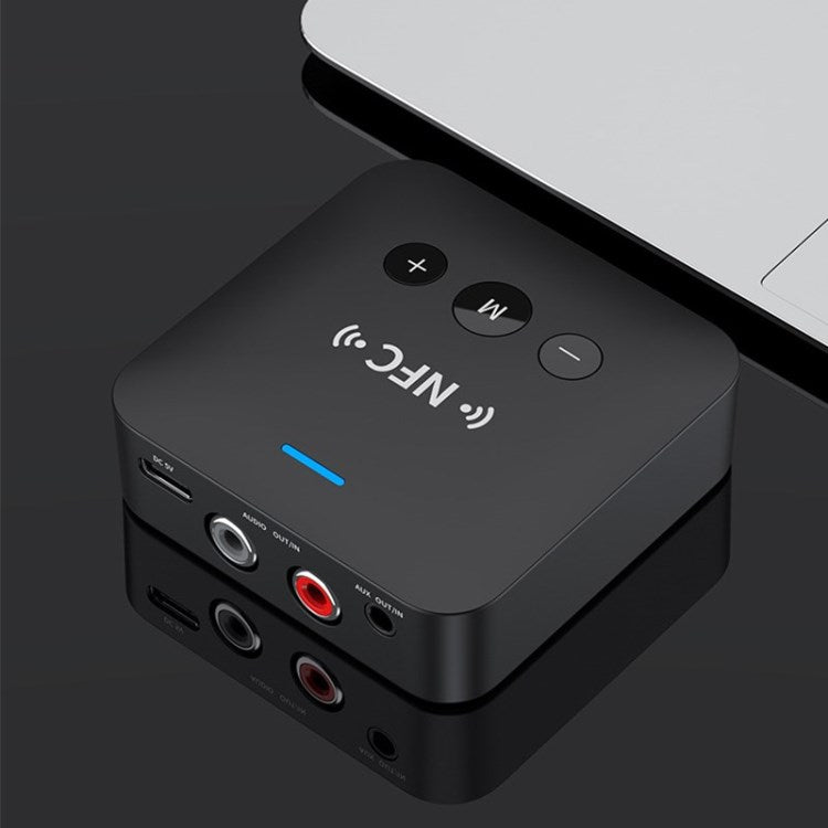 Bluetooth Audio Receiver Adapter NFC Wireless Bluetooth Extender 3.5mm AUX or RCA Input Speaker Amplifier - Black/200mAh Battery