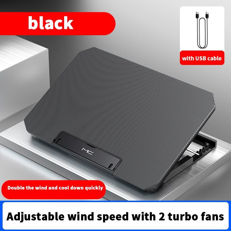 17" Laptop Cooler Computer Cooling Pad Height Adjustable Notebook Cooling Stand - Black