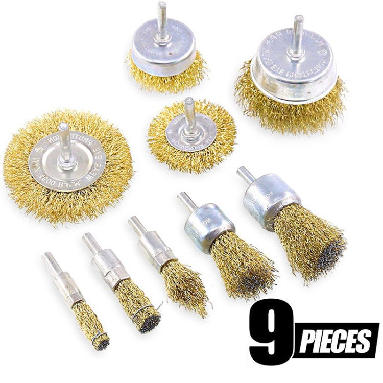 Uniqkart for Cleaning Rust Stripping Abrasive Wheel Crimped Brush Set - 9Pcs/Set