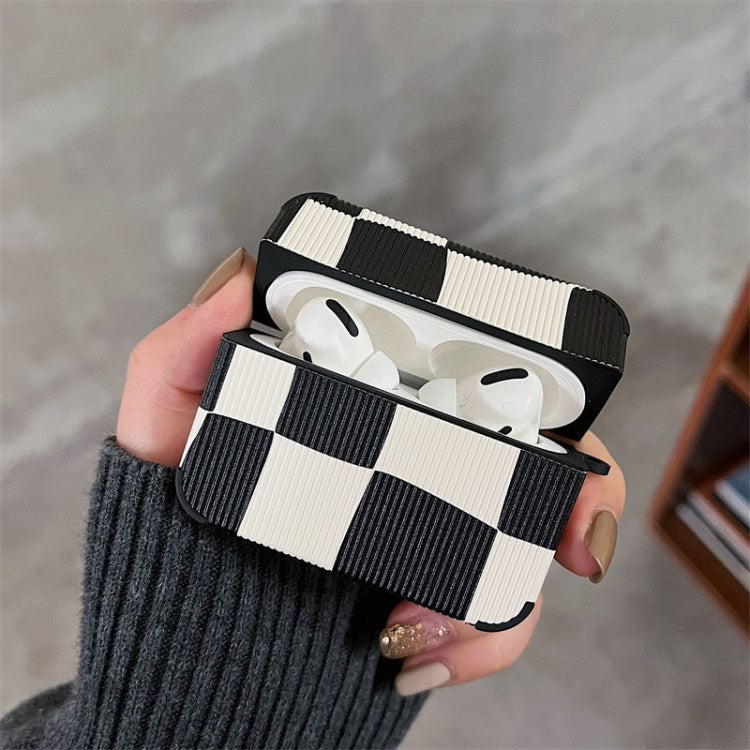 for Apple AirPods Pro/1/2/3/with Charging Case (2016)/with Wireless Charging Case (2019)/with Charging Case (2019) Earphone Box Cover Checkerboard Silicone Case - for AirPods Pro
