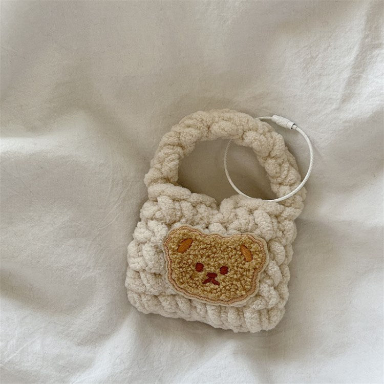 for Apple AirPods Pro/1/2/3/with Charging Case (2016)/with Wireless Charging Case (2019)/with Charging Case (2019) Earbud Box Cover Knitting Handbag Bluetooth Earphone Case - Beige