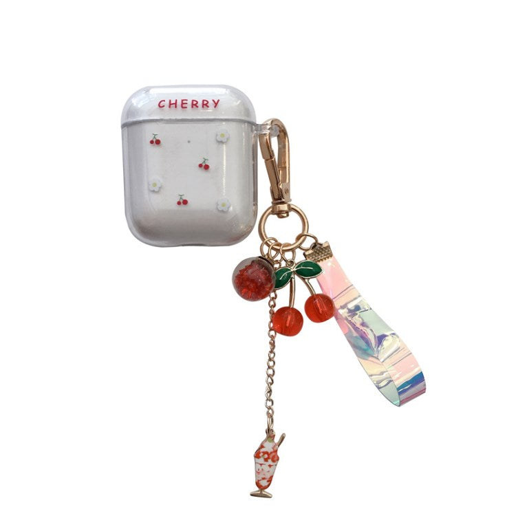 for Apple AirPods Pro/1/2/3/with Charging Case (2016)/with Wireless Charging Case (2019)/with Charging Case (2019) Earphone Box Case Cherry Pendant Earbuds Cover - for AirPods 1/2
