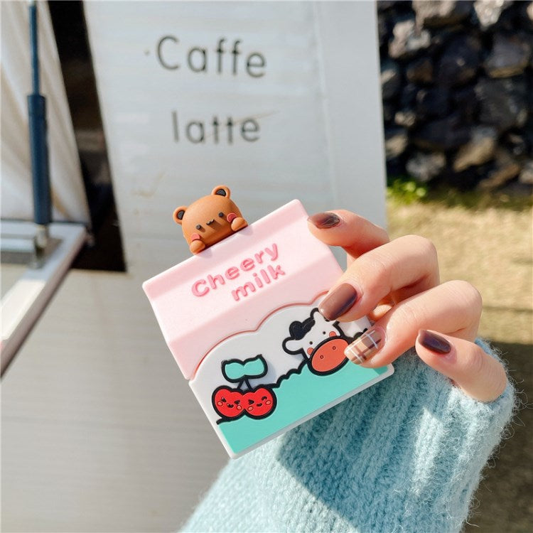 for Apple AirPods Pro/1/2/with Charging Case (2016)/with Charging Case (2019)/with Wireless Charging Case (2019) Earphone Box Case Bear Milk Carton Earbuds Cover - for AirPods 1/2