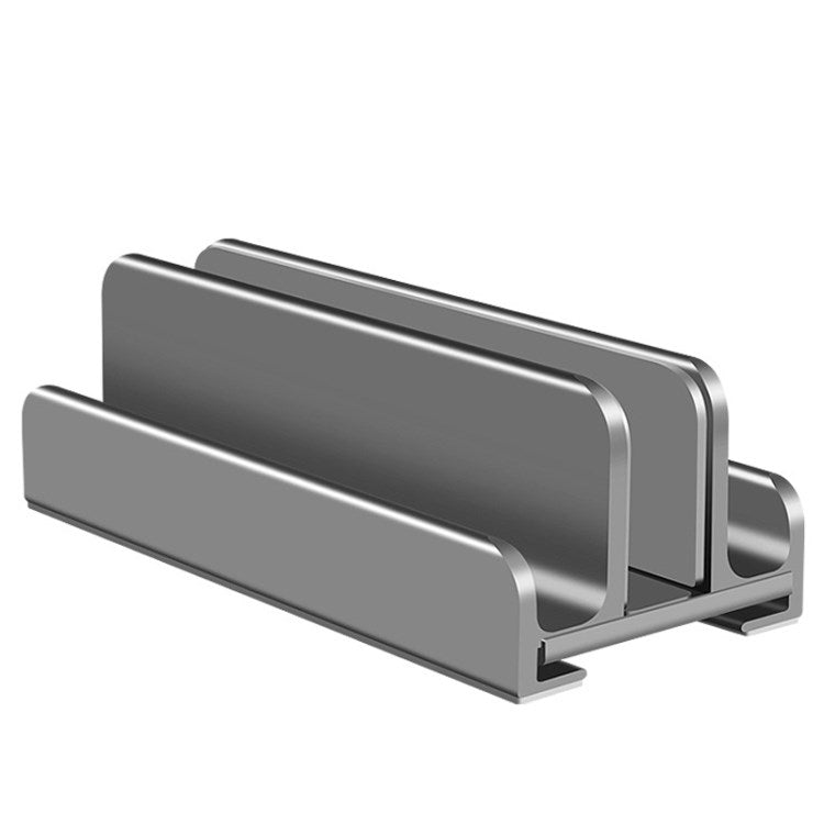 Vertical Laptop Stand 3-Slot Desktop Metal Notebook Computer Tablet Holder Mount - Grey