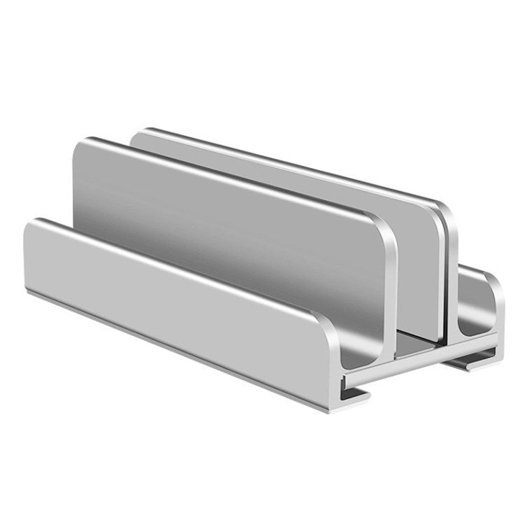 Vertical Laptop Stand 3-Slot Desktop Metal Notebook Computer Tablet Holder Mount - Silver