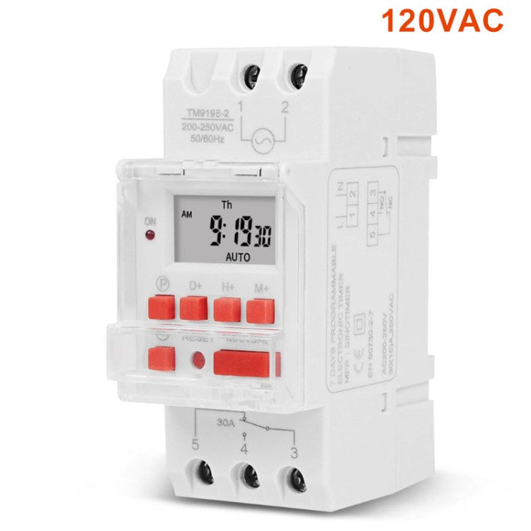 TM919B 120V AC Digital Electronic Timer Switch Weekly 7-Day Programmable Appliances Relay Control