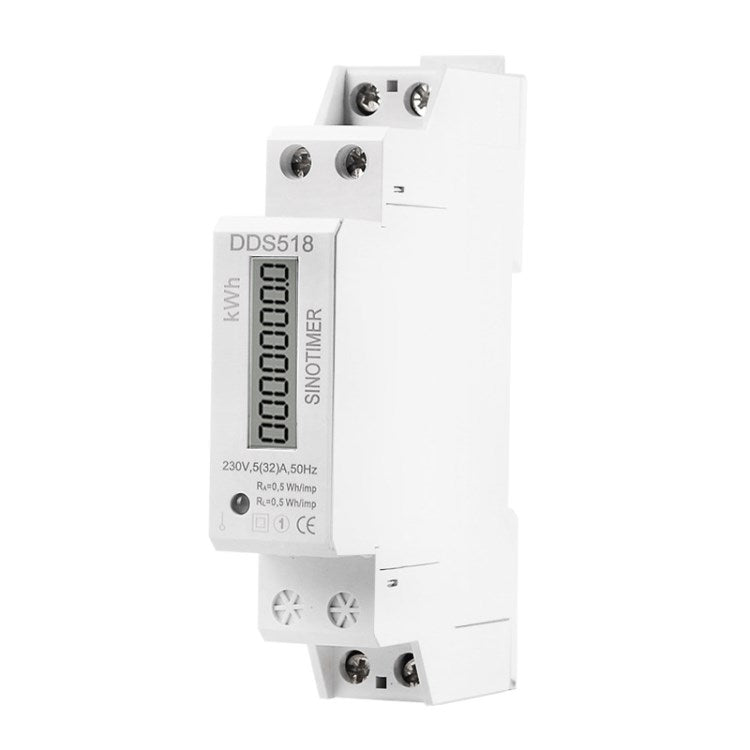 DDS518 230V 18mm LCD Din Rail Power Meter 5-32A AC 50Hz Electricity Consumption Kwh Wattmeter