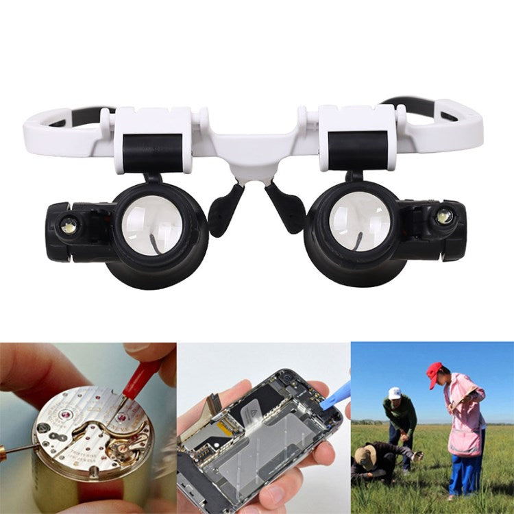 Uniqkart 9892H-1 8X/23X Head Mounted Magnifier Jeweler Watchmaker Magnifying Glass LED Magnifying Glasses