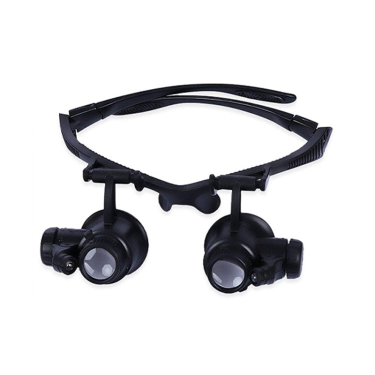 Uniqkart 9892GJ Headband Magnifying Glasses with 6 Lenses 10X 15X 20X 25X Repair Tool Lighted Jeweler Loupe