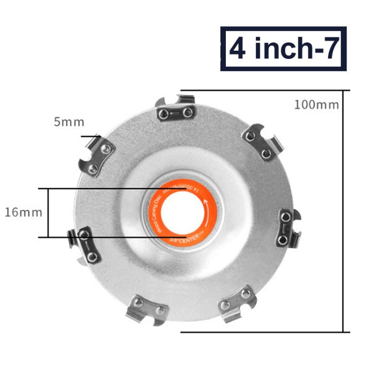 Grinder Wood Carving Disc Grinder Chainsaw Grinding Wheel Shaping Cutting Disk - 4 inch/7-tooth