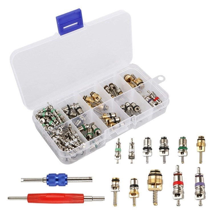 102Pcs/Kit R134 R12 A/C HVAC Auto Air Conditioner Repair Tools Schrader Valve Stem Core Remover Tool