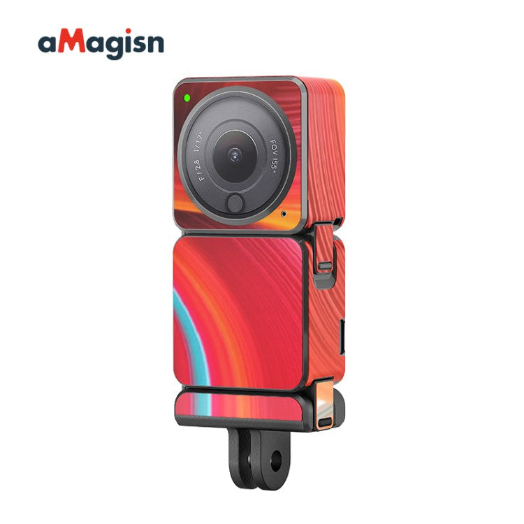 Uniqkart Protective Sticker Film Skin for DJI Action 2 Camera Protector Cover for DJI Action 2 - Red
