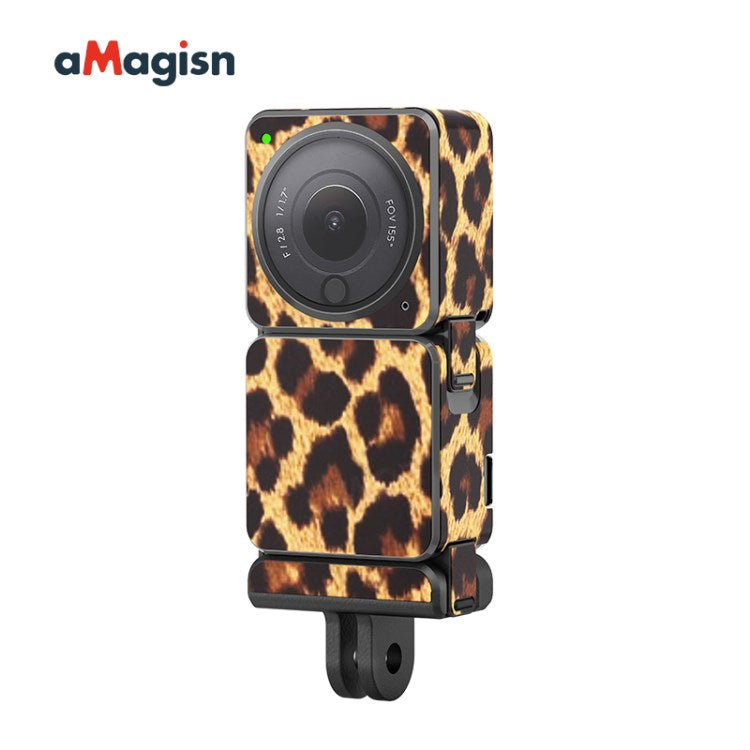 Uniqkart Protective Sticker Film Skin for DJI Action 2 Camera Protector Cover for DJI Action 2 - Leopard