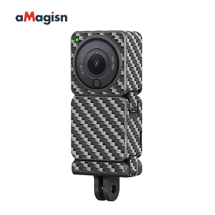 Uniqkart Protective Sticker Film Skin for DJI Action 2 Camera Protector Cover for DJI Action 2 - Carbon Fiber