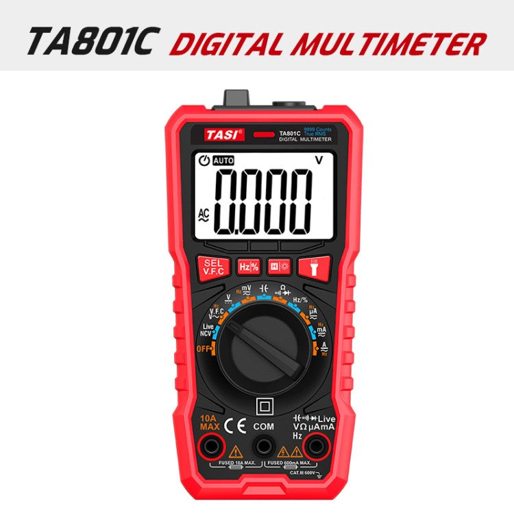 TASI TA801C Automatic Digital Multimeter Rms AC DC NCV Auto Range Digital Multimeters Tester Ohm Hz Voltage Meter