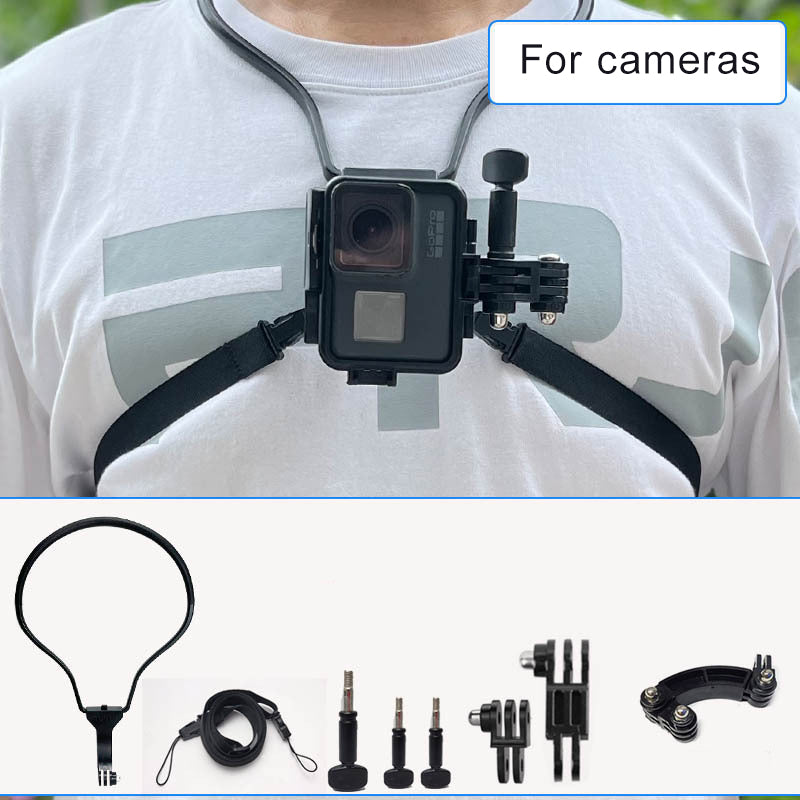 Uniqkart Smart Mobile Phone Stand Hanging on Neck Phone Mount Camera Holder for Gopro Sports Camera - Black Vertical Stand