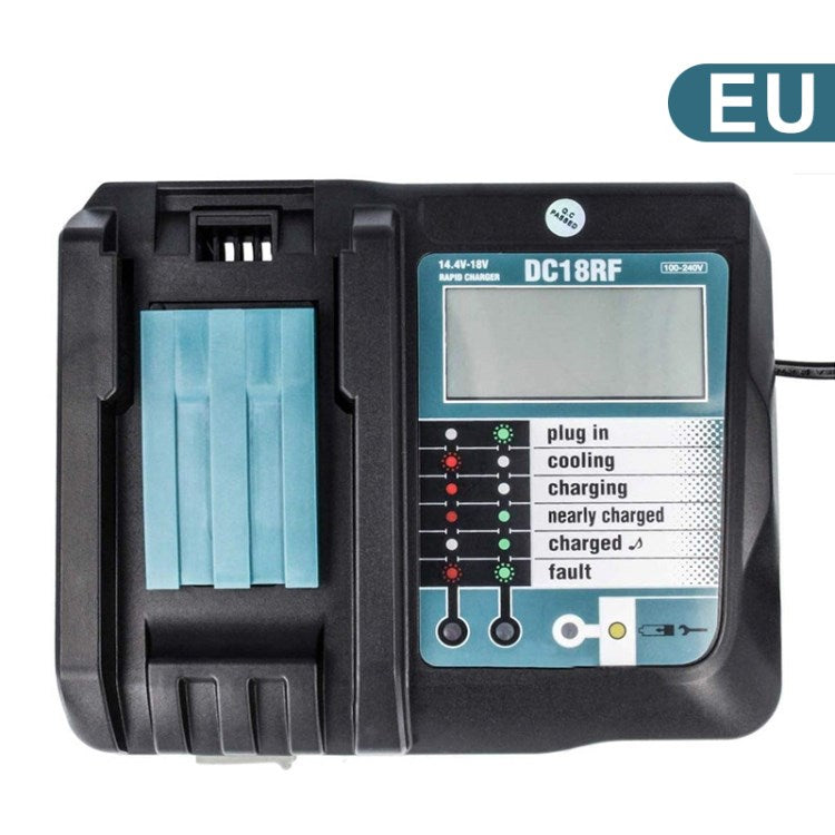 DC18RF 14.4-18V Battery Charger for Makita BL1860 BL1840 BL1850 Cordless Drill Replacement Power Tool Battery Charger - EU Plug