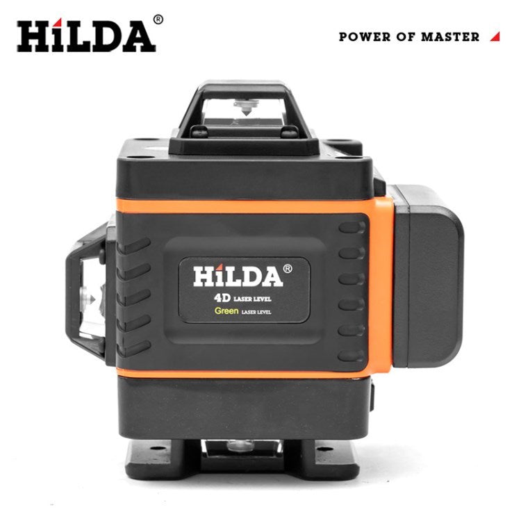 Hilda Laser Level Self Leveling Green Cross 16 Lines Laser Level 4D Rechargeable Lazer Level for Picture Hanging Home Wall Tile - Orange / EU Plug