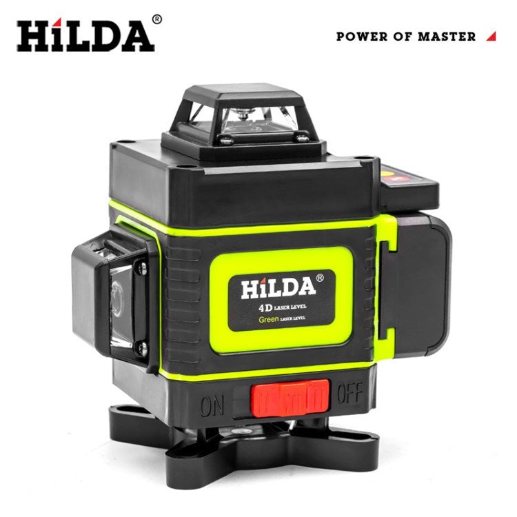 Hilda Laser Level Self Leveling Green Cross 16 Lines Laser Level 4D Rechargeable Lazer Level for Picture Hanging Home Wall Tile - Yellow / EU Plug