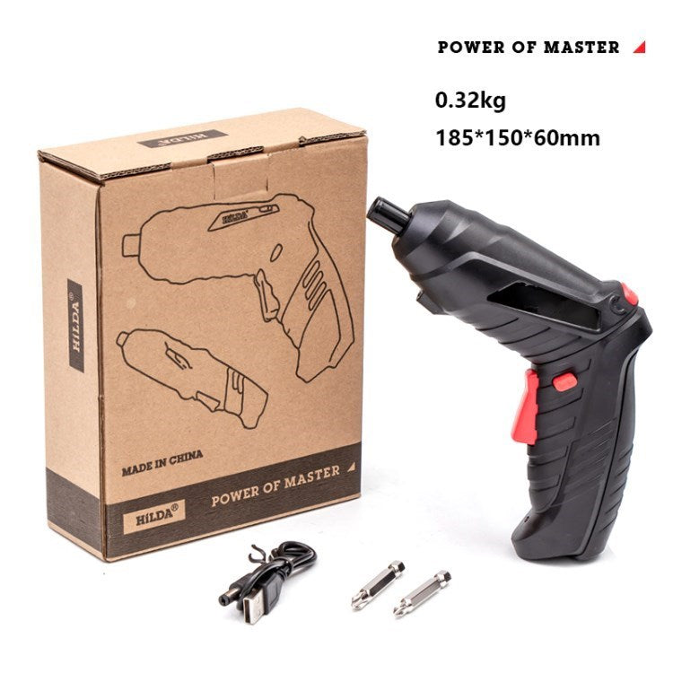 Hilda Cordless Screwdriver Set Rechargeable Electric Screwdriver Power Tools Kit - Black / Simple Style