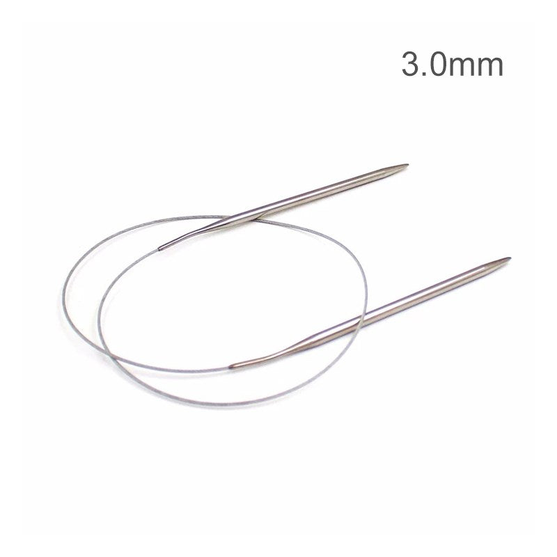 Circular Knitting Needles Round Stainless Steel Circle Blankets Magic Loop for Socks Sweater Scarf - 3.0mm