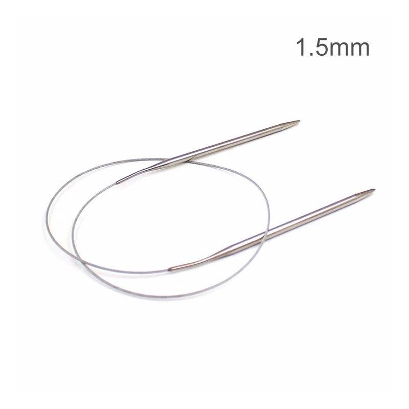 Circular Knitting Needles Round Stainless Steel Circle Blankets Magic Loop for Socks Sweater Scarf - 1.5mm